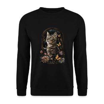 European Shorthair Cat - Unisex Sweatshirt - black - Front - Alina (178cm) & Michal (187cm)