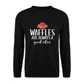 Waffle Lover Gifts - Unisex Sweatshirt - black - Front - Alina (178cm) & Michal (187cm)