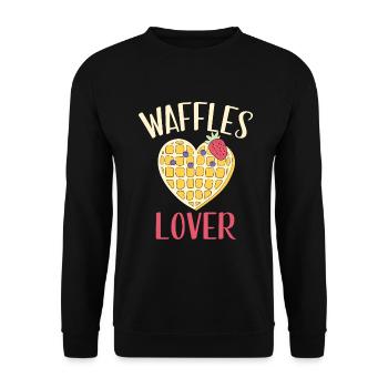 Waffle Lover Gifts - Unisex Sweatshirt - black - Front - Alina (178cm) & Michal (187cm)