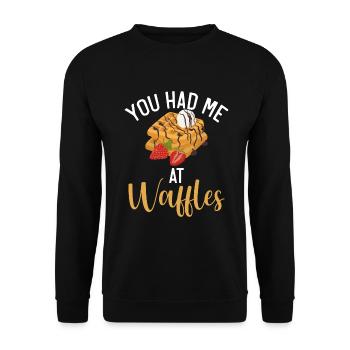 Waffle Lover Gifts - Unisex Sweatshirt - black - Front - Alina (178cm) & Michal (187cm)