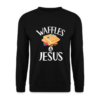 Waffle Lover Gifts - Unisex Sweatshirt - black - Front - Alina (178cm) & Michal (187cm)