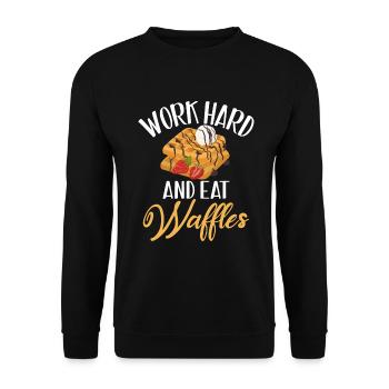 Waffle Lover Gifts - Unisex Sweatshirt - black - Front - Alina (178cm) & Michal (187cm)