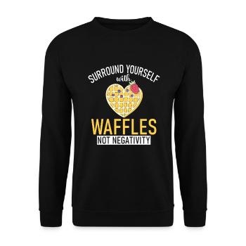 Waffle Lover Gifts - Unisex Sweatshirt - black - Front - Alina (178cm) & Michal (187cm)