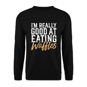 Waffle Lover Gifts - Unisex Sweatshirt - black - Front - Alina (178cm) & Michal (187cm)