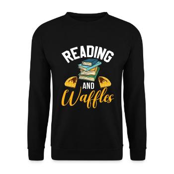 Waffle Lover Gifts - Unisex Sweatshirt - black - Front - Alina (178cm) & Michal (187cm)