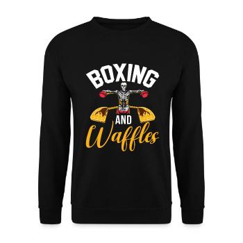 Waffle Lover Gifts - Unisex Sweatshirt - black - Front - Alina (178cm) & Michal (187cm)