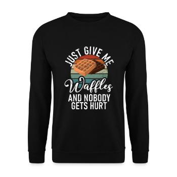 Waffle Lover Gifts - Unisex Sweatshirt - black - Front - Alina (178cm) & Michal (187cm)