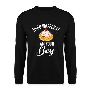 Waffle Lover Gifts - Unisex Sweatshirt - black - Front - Alina (178cm) & Michal (187cm)