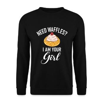Waffle Lover Gifts - Unisex Sweatshirt - black - Front - Alina (178cm) & Michal (187cm)