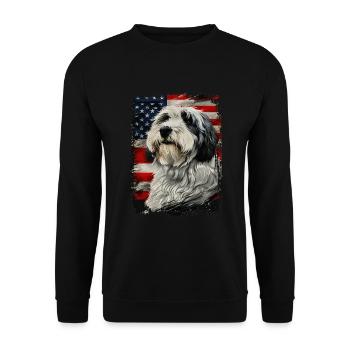 American Flag Bobtail - Unisex Sweatshirt - black - Front - Alina (178cm) & Michal (187cm)