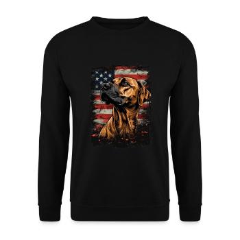 Rhodesian Ridgeback, America USA - Unisex Sweatshirt - black - Front - Alina (178cm) & Michal (187cm)