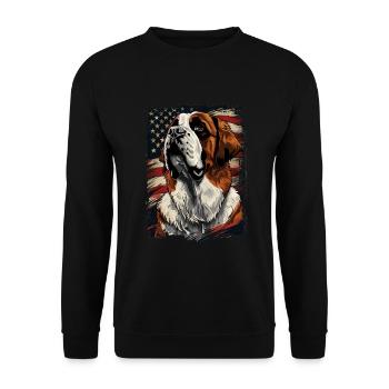 America Usa of the St. Bernard - Unisex Sweatshirt - black - Front - Alina (178cm) & Michal (187cm)