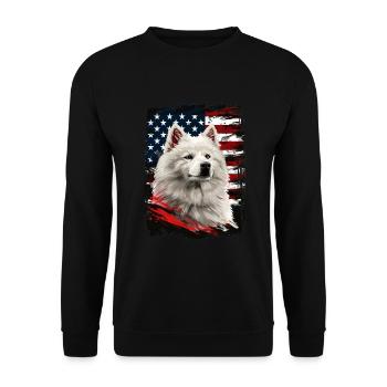 Samoyed America USA - Unisex Sweatshirt - black - Front - Alina (178cm) & Michal (187cm)