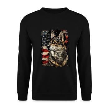 Vallhund suédois-Amérique États-Unis - Sweat-shirt Unisexe - noir - Devant - Alina (178cm) & Michal (187cm)