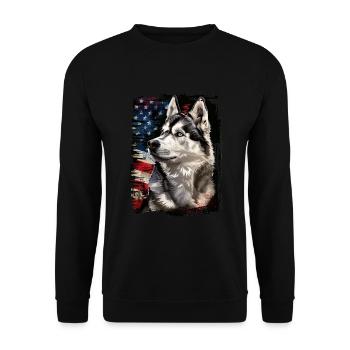 Siberian Husky America Usa - Unisex Sweatshirt - black - Front - Alina (178cm) & Michal (187cm)