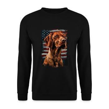 Vizsla-America Usa - Unisex Sweatshirt - black - Front - Alina (178cm) & Michal (187cm)