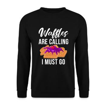 Waffle Lover Gifts - Unisex Sweatshirt - black - Front - Alina (178cm) & Michal (187cm)