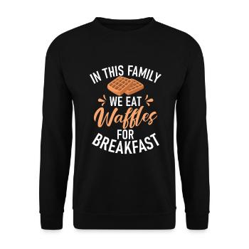 Waffle Lover Gifts - Unisex Sweatshirt - black - Front - Alina (178cm) & Michal (187cm)