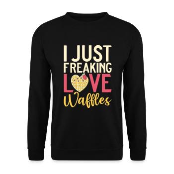 Waffle Lover Gifts - Unisex Sweatshirt - black - Front - Alina (178cm) & Michal (187cm)