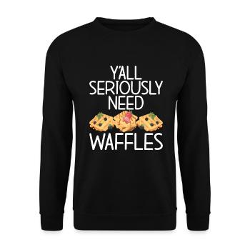 Waffle Lover Gifts - Unisex Sweatshirt - black - Front - Alina (178cm) & Michal (187cm)