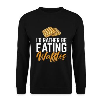Waffle Lover Gifts - Unisex Pullover - Schwarz - Vorne - Alina (178cm) & Michal (187cm)