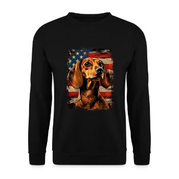 Dachshund America Usa - Unisex Sweatshirt - black - Front - Alina (178cm) & Michal (187cm)