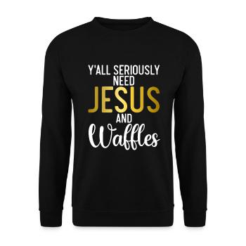 Waffle Lover Gifts - Unisex Sweatshirt - black - Front - Alina (178cm) & Michal (187cm)