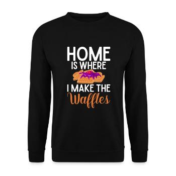 Waffle Lover Gifts - Unisex Sweatshirt - black - Front - Alina (178cm) & Michal (187cm)