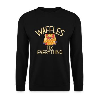 Waffle Lover Gifts - Unisex Sweatshirt - black - Front - Alina (178cm) & Michal (187cm)
