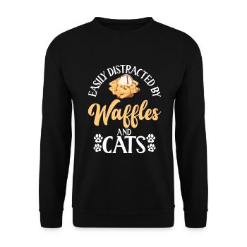Waffle Lover Gifts - Unisex Sweatshirt - black - Front - Alina (178cm) & Michal (187cm)