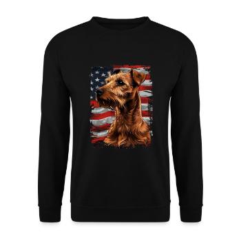 Irish Terrier America Usa - Unisex Sweatshirt - black - Front - Alina (178cm) & Michal (187cm)