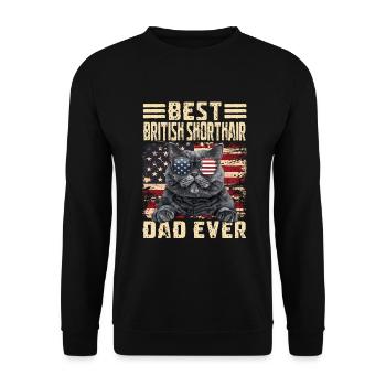 British Shorthair Papa - Unisex Pullover - Schwarz - Vorne - Alina (178cm) & Michal (187cm)