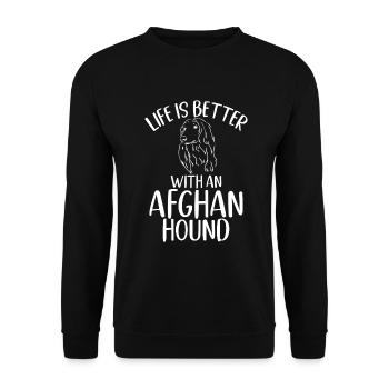 Afghan Hound Gifts - Unisex Pullover - Schwarz - Vorne - Alina (178cm) & Michal (187cm)