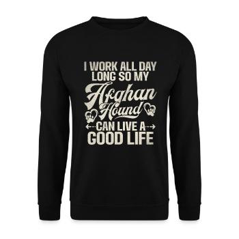 Afghan Hound Gifts - Unisex Pullover - Schwarz - Vorne - Alina (178cm) & Michal (187cm)
