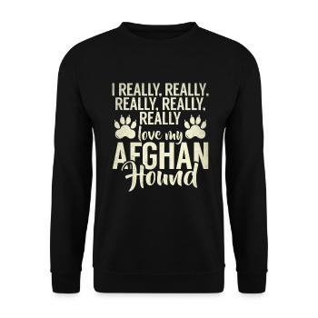 Afghan Hound Gifts - Unisex Sweatshirt - black - Front - Alina (178cm) & Michal (187cm)