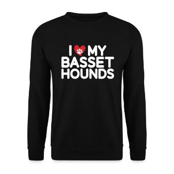 Cadeaux Basset Hound - Sweat-shirt Unisexe - noir - Devant - Alina (178cm) & Michal (187cm)