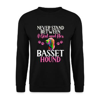 Cadeaux Basset Hound - Sweat-shirt Unisexe - noir - Devant - Alina (178cm) & Michal (187cm)
