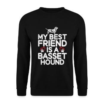 Basset Hound Gifts - Unisex Sweatshirt - black - Front - Alina (178cm) & Michal (187cm)