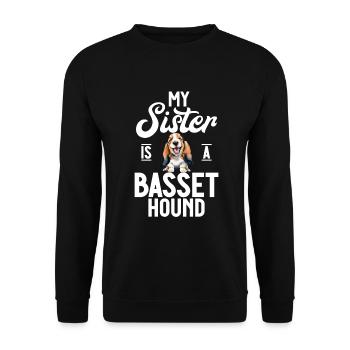 Basset Hound Gifts - Unisex Pullover - Schwarz - Vorne - Alina (178cm) & Michal (187cm)