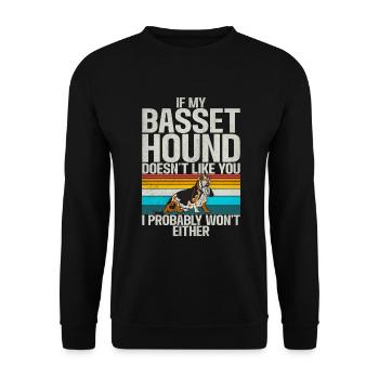 Basset Hound Gifts - Unisex Pullover - Schwarz - Vorne - Alina (178cm) & Michal (187cm)