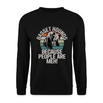 Cadeaux Basset Hound - Sweat-shirt Unisexe - noir - Devant - Alina (178cm) & Michal (187cm)