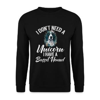 Basset Hound Gifts - Unisex Sweatshirt - black - Front - Alina (178cm) & Michal (187cm)