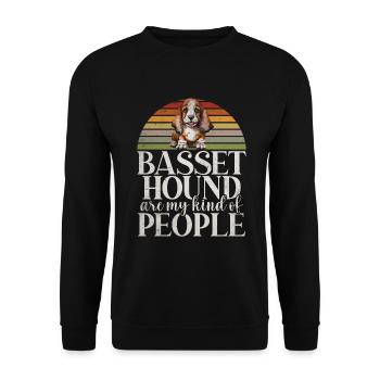 Basset Hound Gifts - Unisex Sweatshirt - black - Front - Alina (178cm) & Michal (187cm)