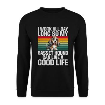 Cadeaux Basset Hound - Sweat-shirt Unisexe - noir - Devant - Alina (178cm) & Michal (187cm)