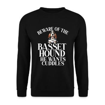 Cadeaux Basset Hound - Sweat-shirt Unisexe - noir - Devant - Alina (178cm) & Michal (187cm)