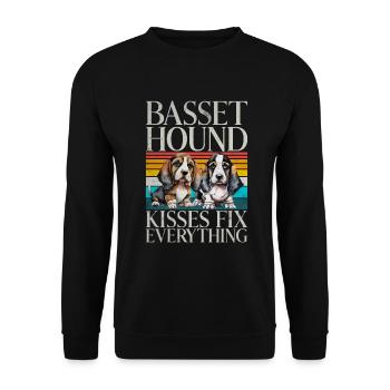 Basset Hound Gifts - Unisex Sweatshirt - black - Front - Alina (178cm) & Michal (187cm)