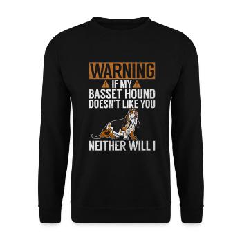 Cadeaux Basset Hound - Sweat-shirt Unisexe - noir - Devant - Alina (178cm) & Michal (187cm)