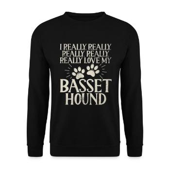 Cadeaux Basset Hound - Sweat-shirt Unisexe - noir - Devant - Alina (178cm) & Michal (187cm)