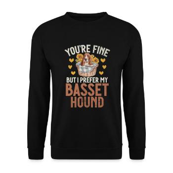 Cadeaux Basset Hound - Sweat-shirt Unisexe - noir - Devant - Alina (178cm) & Michal (187cm)