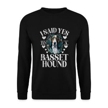 Cadeaux Basset Hound - Sweat-shirt Unisexe - noir - Devant - Alina (178cm) & Michal (187cm)